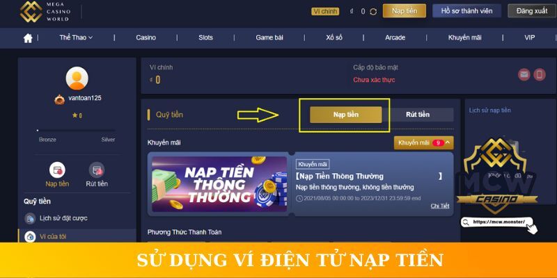 Sử dụng ví điện tử nạp tiền MCW